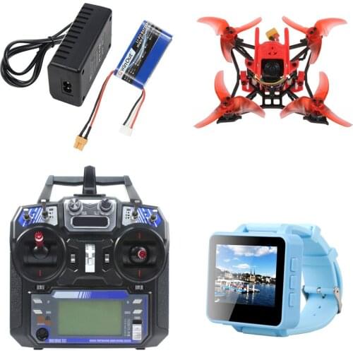 JMT T100 100mm Wheelbase DIY Indoor FPV Racing Drone with FPV Watch Flysky Remote Controller & Receiver 1200TVL PAL / NTSC Cam
