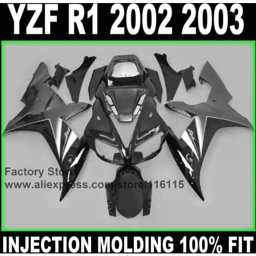 MOTOMARTS 100% Full injection fairings kit for YAMAHA 2002 YZF R1 2003 R1 02 03 black gun gray factory fairing sets