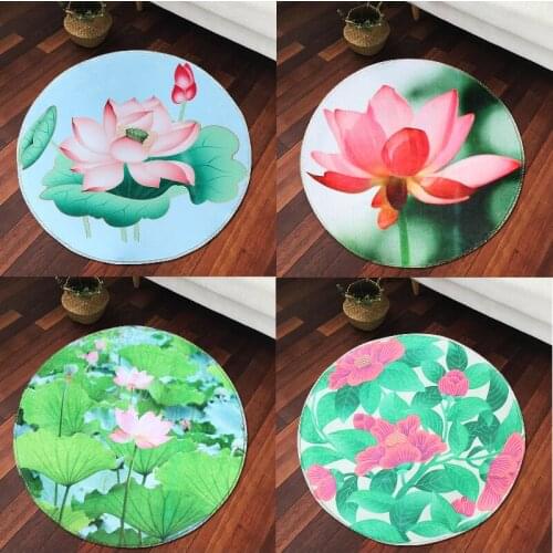 Peony lotus flower carpets for bed room rugs for bedroom circle rug japanese home decor round area rug living room decor carpet