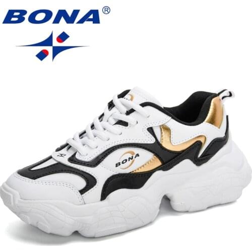 BONA 2020 New Arrival Platform Trendy Sneakers Ladies Leather Shoes Casual Sports Shoes Women Walking Footwear Feminimo Comfort