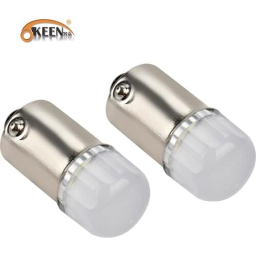 OKEEN 2pcs BA9S T4W Led Car Llight Bulb Super Bright Ceramic COB LED Lamp For 12V Car Interior Reading License Plate Light White