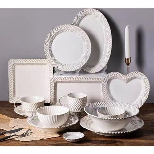 Mimose Japanese Ceramic Dinner Set Including Rice Soup Bowl Steak Fish Plate Household Crockery Microwave Oven Tableware