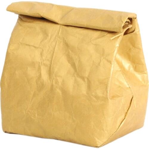 Reusable Brown Paper Lunch Bags Insulated Lunch Box DuPont Paper Aluminum Film Picnic Ice Bag Waterproof Bag