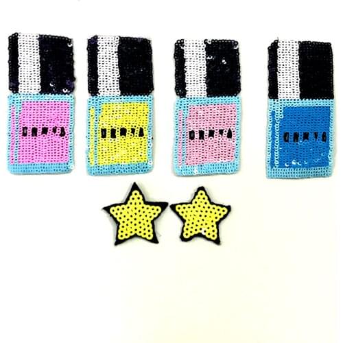 NailPolish star applique sequins patches embroidered badge fabric patches for clothing accessories iron stickers for clothes
