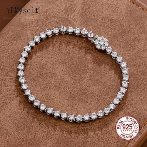 Real 925 Silver 15-19cm Tennis Bracelet Set 3mm Stunning Zircon Fast Delivery With Gift Box Fine Jewelry Engagement Gift