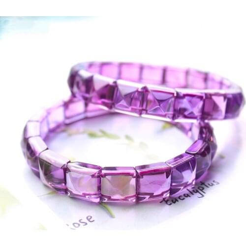 Natural Lavender Amethyst Purple Quartz Water Drop Clear Rectangle Beads Bracelet 9x9mm Gemstone Wealthy Stone AAAAAA