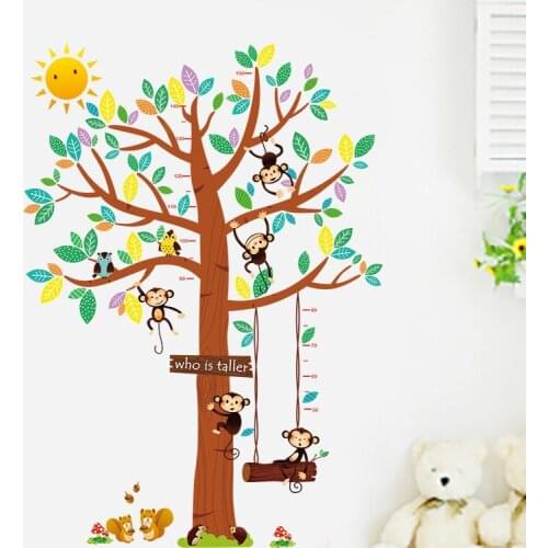 The new sharp double owl monkeys tree height cartoon can remove wall posted a sharp stick on the wall