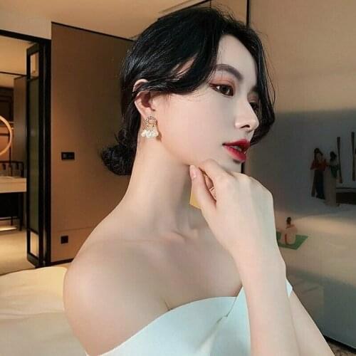 2021New Trendy Pearl Drop Earrings For Women Korean Fashion Charm Ladys Aesthetic Earrings Party Classic Geometric Jewelry Gift