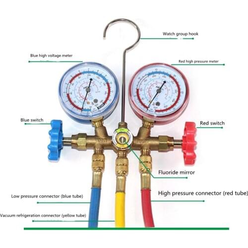 New Auto Refrigerant Manifold Gauge Set Air Conditioning Tools with Hose and Hook for R12 R22 R404A R134A Air Conditioner Parts