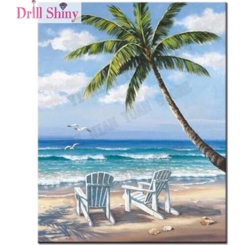 New DIY 5D Diamond Mosaic Beach shell Handmade Diamond Painting Cross Stitch Kits Diamond Embroidery Patterns Rhinestones decor
