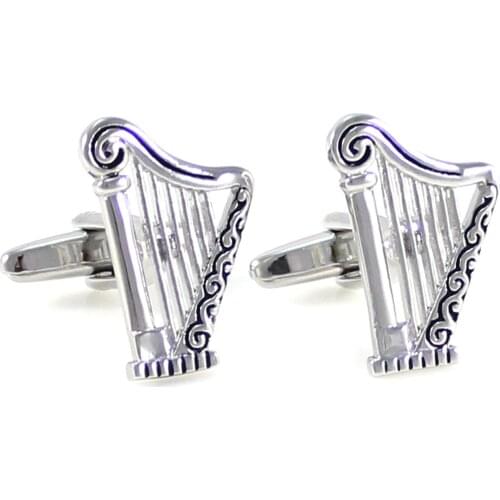 Orchestral Harp Cufflinks Rhodium Plated Harp Cufflinks Fathers Day Gift Cuff Links Birthday Wedding Gifts Cuff Links