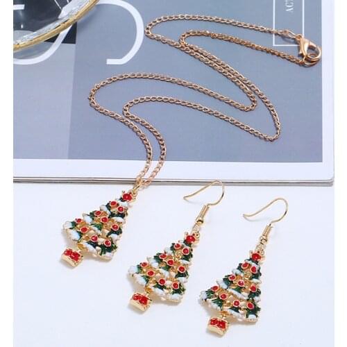 Christmas Tree Earrings Pendant Necklaces Christmas Decorations for Home Xmas Ornaments Gifts Navidad 2020 Happy New Year 2021