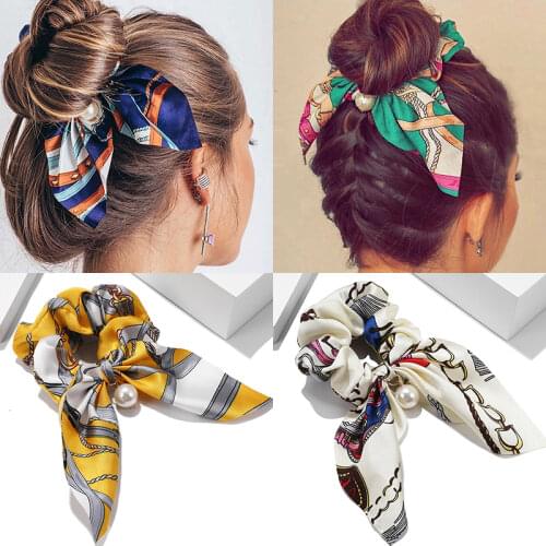 New Chiffon Bowknot Elastic Hair Bands For Women Girls Solid Color Scrunchies Headband Hair Ties Ponytail Holder Hair Accessorie