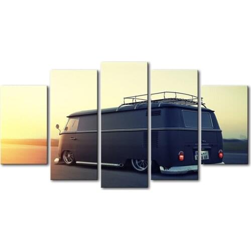 Home Framework Living Room HD Printed Modern Painting 5 Panel Black Car Modular Decoration Posters Picture On Canvas Wall Art