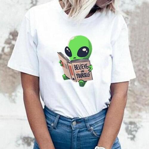 Vintage Short Sleeve Tee Shirt Femme Fashion Believe In Yourself Print T Shirt Women Tops Casual Harajuku Summer Camiseta Mujer