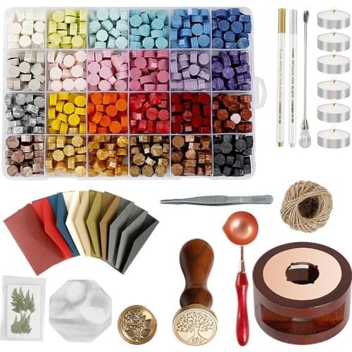 Vintage Octagonal Sealing Wax Tablet Set with Spoon Sealing Stamp Envelope for DIY Scrapbooking Wedding Decor Invitation Sealing