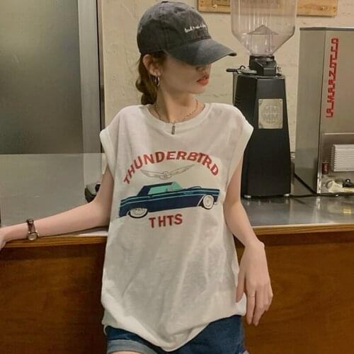 Woman Tshirts Thin Waistcoat Vest T-shirt Female Design Sense Niche Sleeveless Clothes Summer New White Short Top