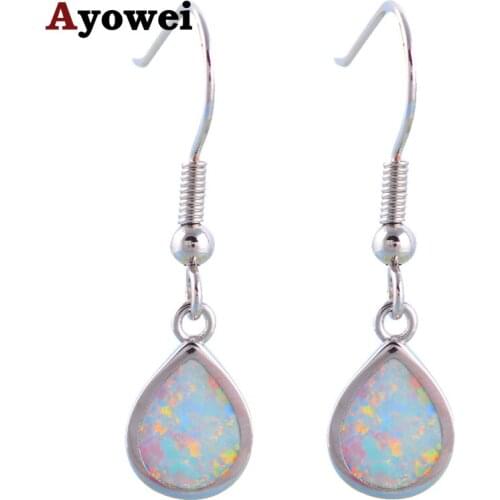 Ayowei Trendy Style Promotion White Fire Opal 925 Silver Health Drop Earrings Fashion Jewelry for Women OE611A
