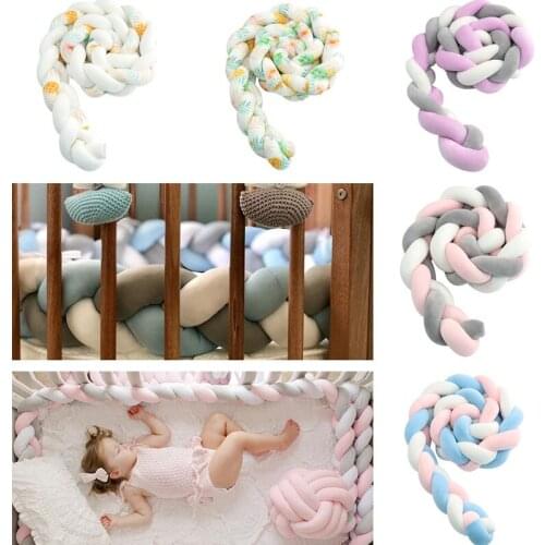 1M/1.5M/2M/3M/4M Long Knotted 3 Shares Braid Pillow Kid Bed Bumper Knot Crib Guardrail Baby Infant Room Decor Newborn Bed Bumper