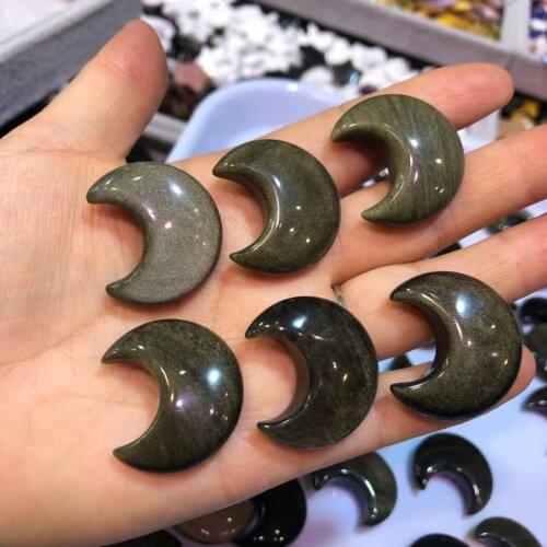 1pcs Natural Gold Obsidian Silver Obsidian Crystal Moon home decoration