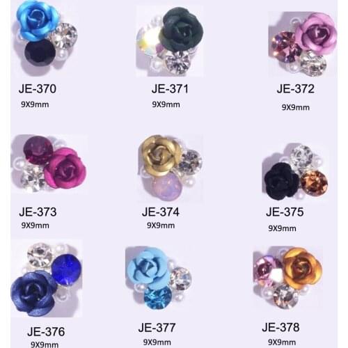 10pcs Japanese Style Alloy 3D Nail Art Acrylic Rose Flower Decoration Crystal Rhinestones For Nail Charms Jewelry Supplies 9*9mm