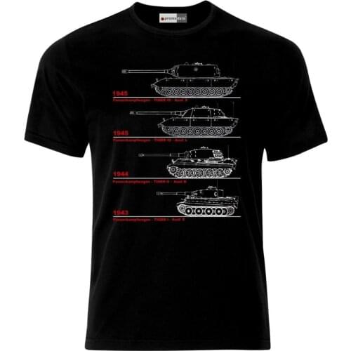 2018 Short Sleeve Cotton Man Clothing Tiger Tank Blueprint Patent German Army Panzer WW2 Wehrmacht T-Shirt Fashion Classic