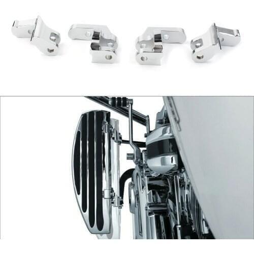 4Pcs Motorbike Chrome Driver Floorboards Footpegs Relocator Relocation Brackets For Harley Road King Electra Glide 1997-2016