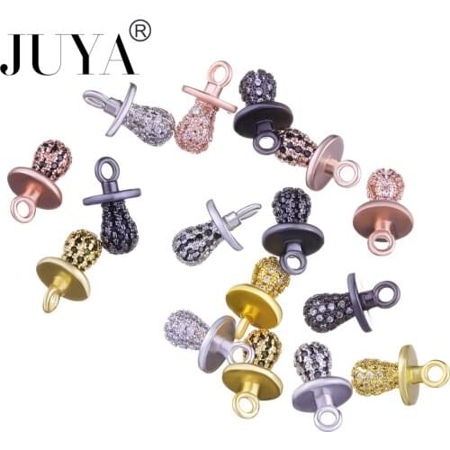 Supplies For Jewelry 2 pcs / lot Cute Baby Nipple Pacifier Charms Connector Pendant DIY Making Jewelry Micro Pave AAA CZ Crystal