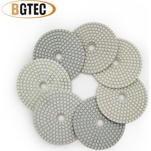 BGTEC 4inch 7pcs /set wet diamond flexible polishing pads granite, 100mm marble, ceramic sanding disc with backer pads
