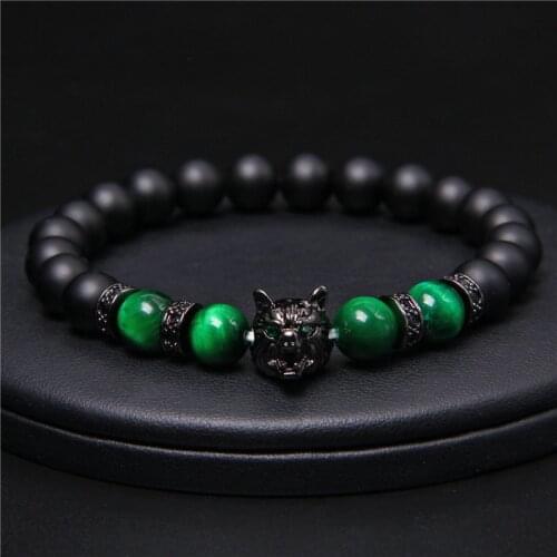 Wolf Bracelet Black matte lava Stone Beads bracciali femme Friends Bracelets For Women Men Jewelry mens bracciali uomo 2020 New