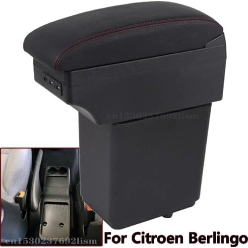 For Citroen Berlingo Armrest Retrofit parts For Peugeot Partner tepee Car Armrest Storage box car accessories Charging USB LED