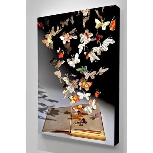 Home Decor Canvas Butterflies In The Book Wall Art Painting Abstract Pictures Printing Modular Artwork Poster For Living Room