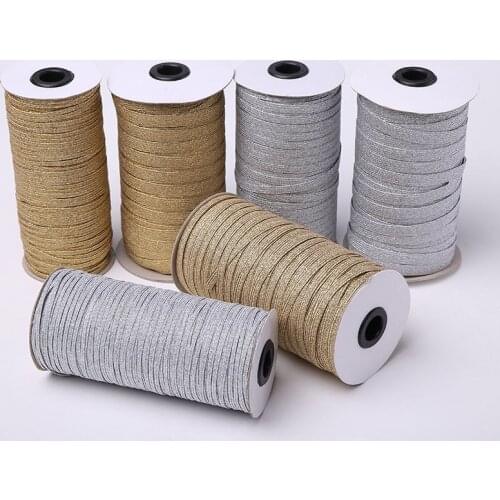 3mm 6mm 9mm Gold Silver High Elastic Sewing Elastic Band Fiat Rubber Band Waist Band Stretch Rope Elastic Ribbon
