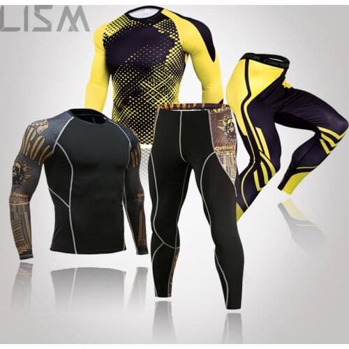Mens Long Johns Thermal Compression MMA Defense Quick-Drying Anti-Micro Mens Elastic Thermal Underwear T-Shirt Leggings