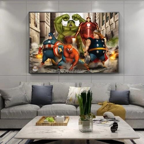 Disney Canvas Painting Anime Marvel Movie Avengers Captain America Spiderman Hulk Poster Prints Wall Art Picture Room Home Decor