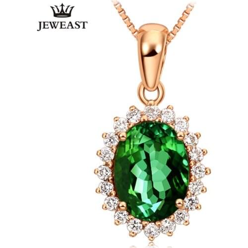LSZB Natural Green tourmaline 18K Pure Gold Pendant Real AU 750 Solid Gold Upscale Classic Party Fine Jewelry Hot Sell New 2020