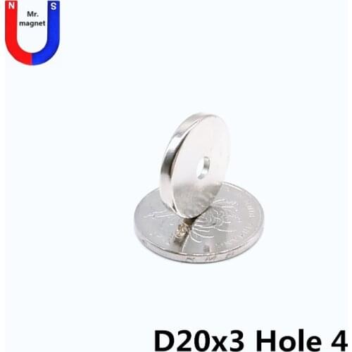 30/100/500pcs 20x3-4 neodymium magnets 20x3 magnet With countersunk hole 5 20*3-4 disc circular for hole rare earth NdFeB magnet