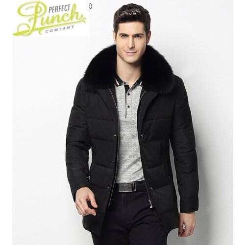 Jacket Down Men Winter Coat Male 100% Fox Fur Collar Mens Jackets Thick Mens Clothing 20% Gray Duck Down Ropa LXR741
