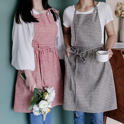 Summer Creative New Kitchen Apron Japanese and Korean Style Cotton and Linen Pleated Princess Sleeveless Thin Apron