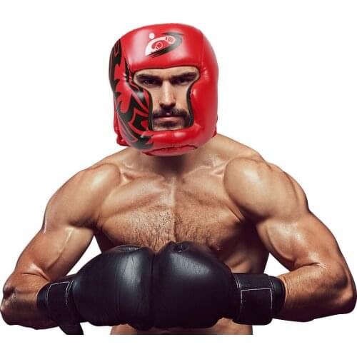 New Mma Helmet Head Protector Universal Full-Covered Boxing Head Guard Pu Leather Muay Thai Kickboxing Brace Fast Delivery