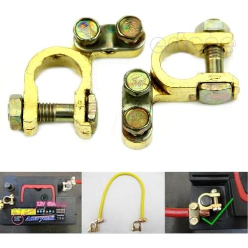 New 2Pcs Replacement Auto Car Battery Terminal Clamp Clips Brass Connector