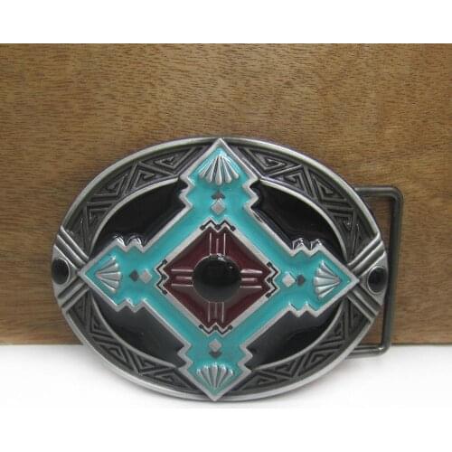 BuckleClub wholesale zinc alloy retro color enamel cross belt buckle FP-03385 western cowboy belt buckle jeans gift belt buckle