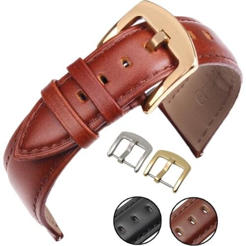 Smooth Genuine Leather Watchbands Bracelet Brown Black Watch Band Strap Belt 18 19 20 21 22 24mm With Stainless Steel Buckle