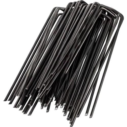 Garden Staples U Shaped Iron Pins Ground Stakes Pegs Spikes for Lawn Sod Landscape Grass Fabric Netting 100PCS