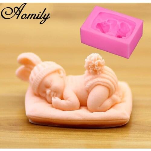 Aomily Sleeping Baby Shape Silicone Cake Molds Fondant Mold Chocolate Mold Pastry Candy Jelly Cake Mould Kitchen Baking Mold