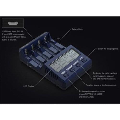 SKYRC NC1500 5V 2.1A 4 Slots LCD AA/AAA Discharger four-way independent charger NiMH Battery Charger Discharger & Analyzer