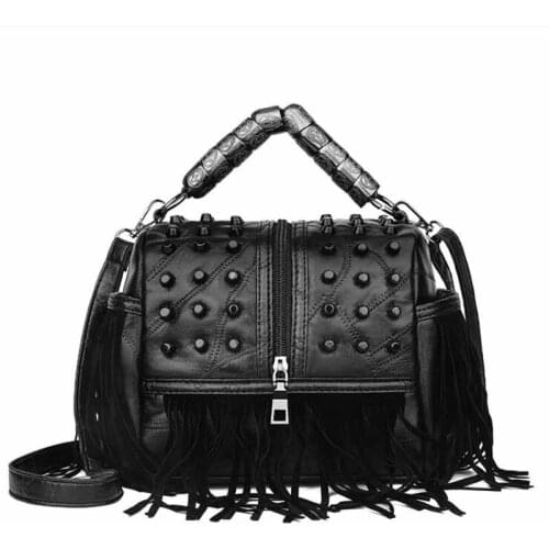 Vintage PU Leather Ladies HandBags Women Messenger Bags TotesTassel Designer Crossbody Shoulder Bag Boston Hand Bags Hot Sale