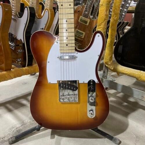 Tele Electric Guitar Vintage Sunburst Color Single Binding White Pickguard Maple Fingerboard Free Shipping High Quality Guitara