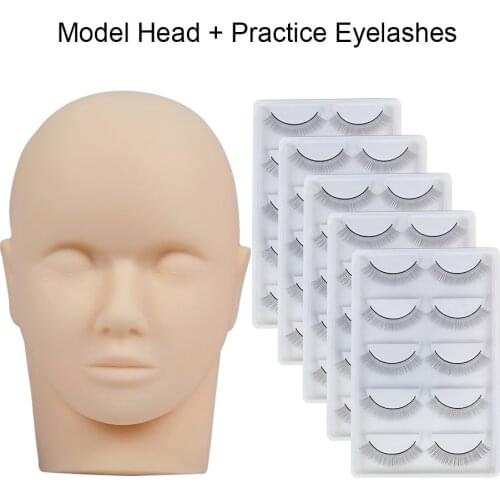 Training False Eyelash Practice Lash Silicone Mannequin Model Head for Beginner Training Set Practicing Eyelash Extension Tools