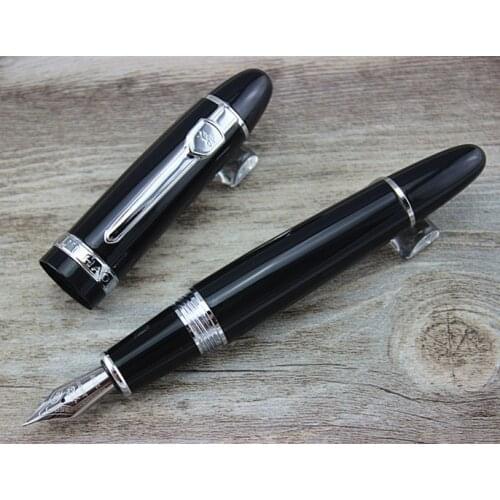 Advanced Fountain Pen Jinhao 159 Black Bright with Silver Broad Nib